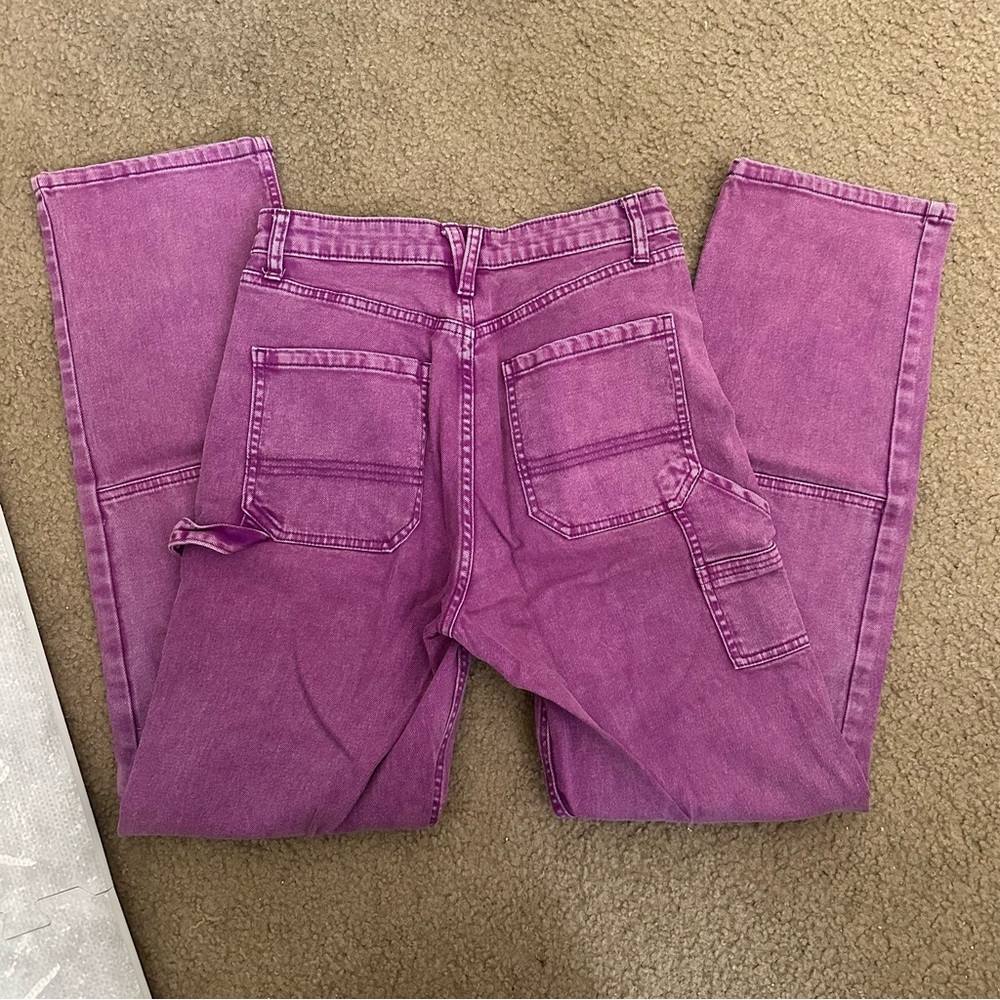 Purple High-Rise Women's Straight Jeans, Small - Picture 4 of 4
